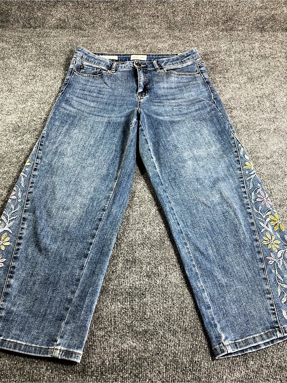 Tribal Jeans Audrey Bootcut Floral wide leg Jeans Blue Waist 10